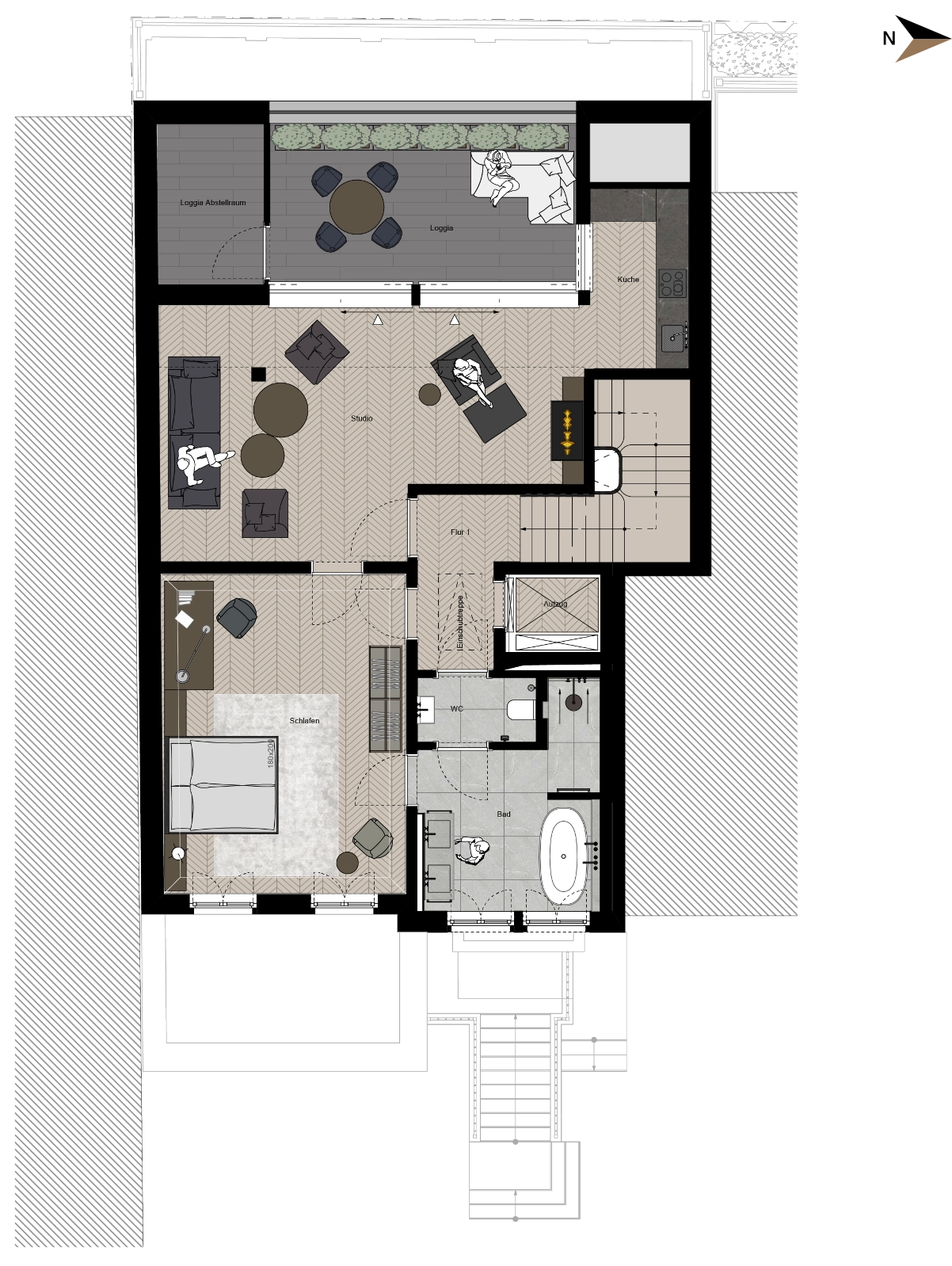 Villa 2. Obergeschoss Grundriss